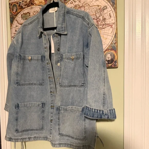 Side Tie Jean Chore Jacket - Picture 8 of 11